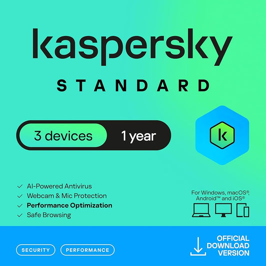Kaspersky Standard | Antivirus | 3 Devices | 1 Year Subscription | E-Mail Delivery