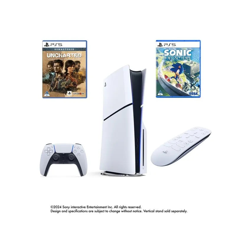 PlayStation 5 Slim Bundle + Media Remote + Sonic Frontiers + Uncharted Legacy of Thieves Collection + Microsoft Defender for IoT
